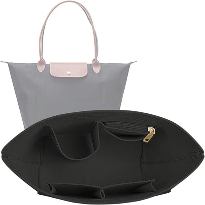 Purse Organizer Insert for longchamp(Small) shor thandle Handbags Organizer 1012Beige-S