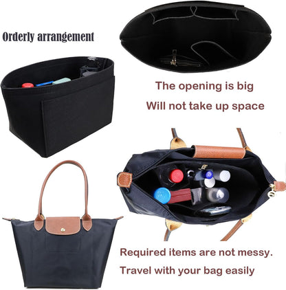Purse Organizer Insert for longchamp(Small) shor thandle Handbags Organizer 1012Beige-S
