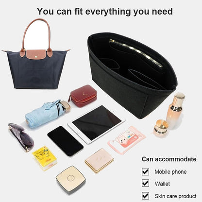 Purse Organizer Insert for longchamp(Small) shor thandle Handbags Organizer 1012Beige-S