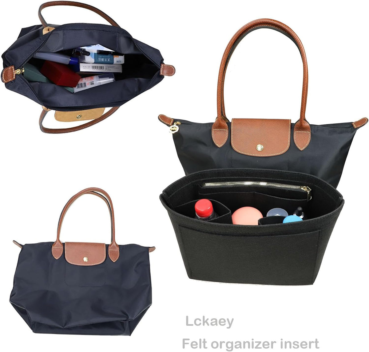 Purse Organizer Insert for longchamp(Small) shor thandle Handbags Organizer 1012Beige-S