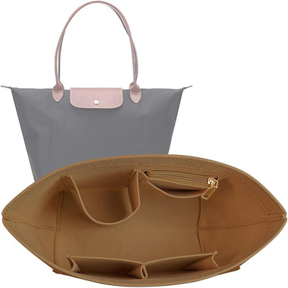 Purse Organizer Insert for longchamp(Small) shor thandle Handbags Organizer 1012Beige-S
