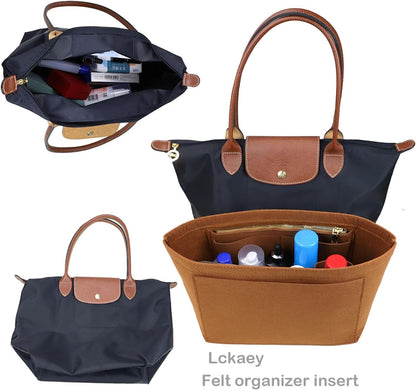 Purse Organizer Insert for longchamp(Small) shor thandle Handbags Organizer 1012Beige-S