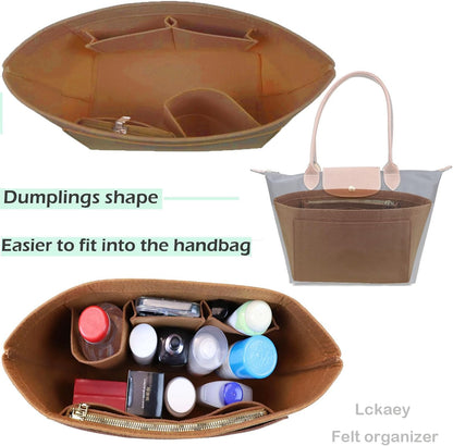 Purse Organizer Insert for longchamp(Small) shor thandle Handbags Organizer 1012Beige-S