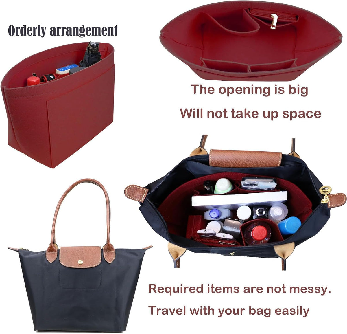 Purse Organizer Insert for longchamp(Small) shor thandle Handbags Organizer 1012Beige-S