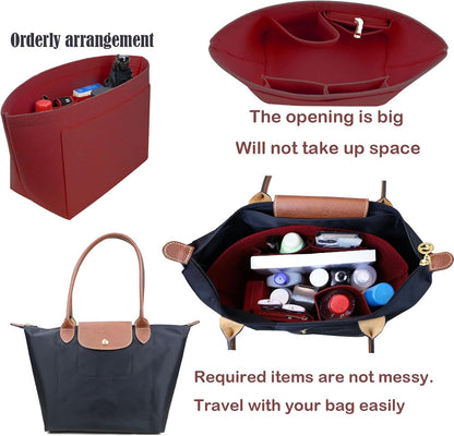 Purse Organizer Insert for longchamp(Small) shor thandle Handbags Organizer 1012Beige-S