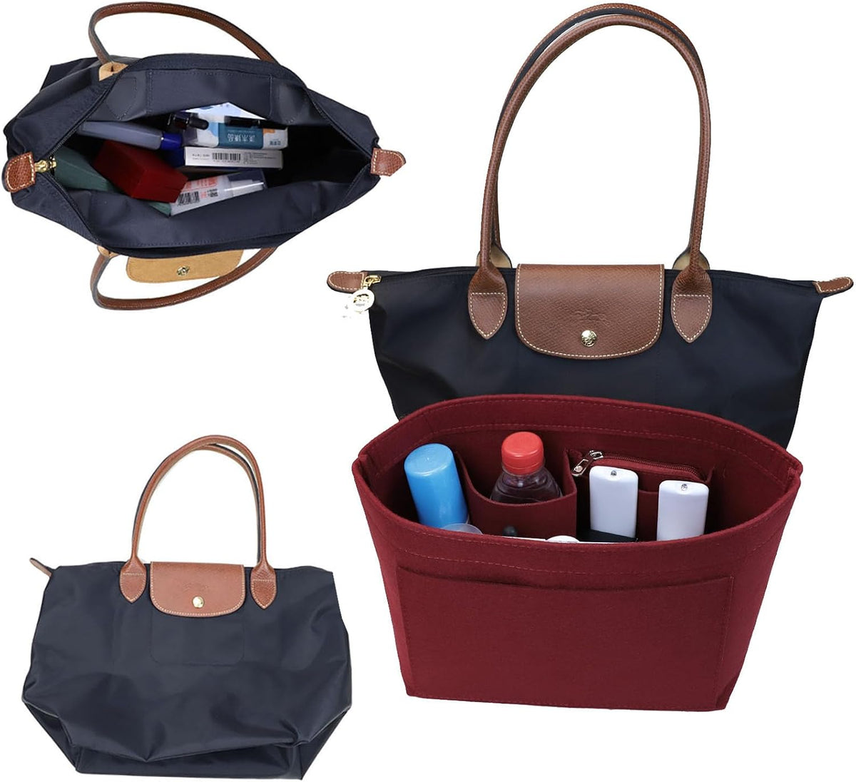 Purse Organizer Insert for longchamp(Small) shor thandle Handbags Organizer 1012Beige-S