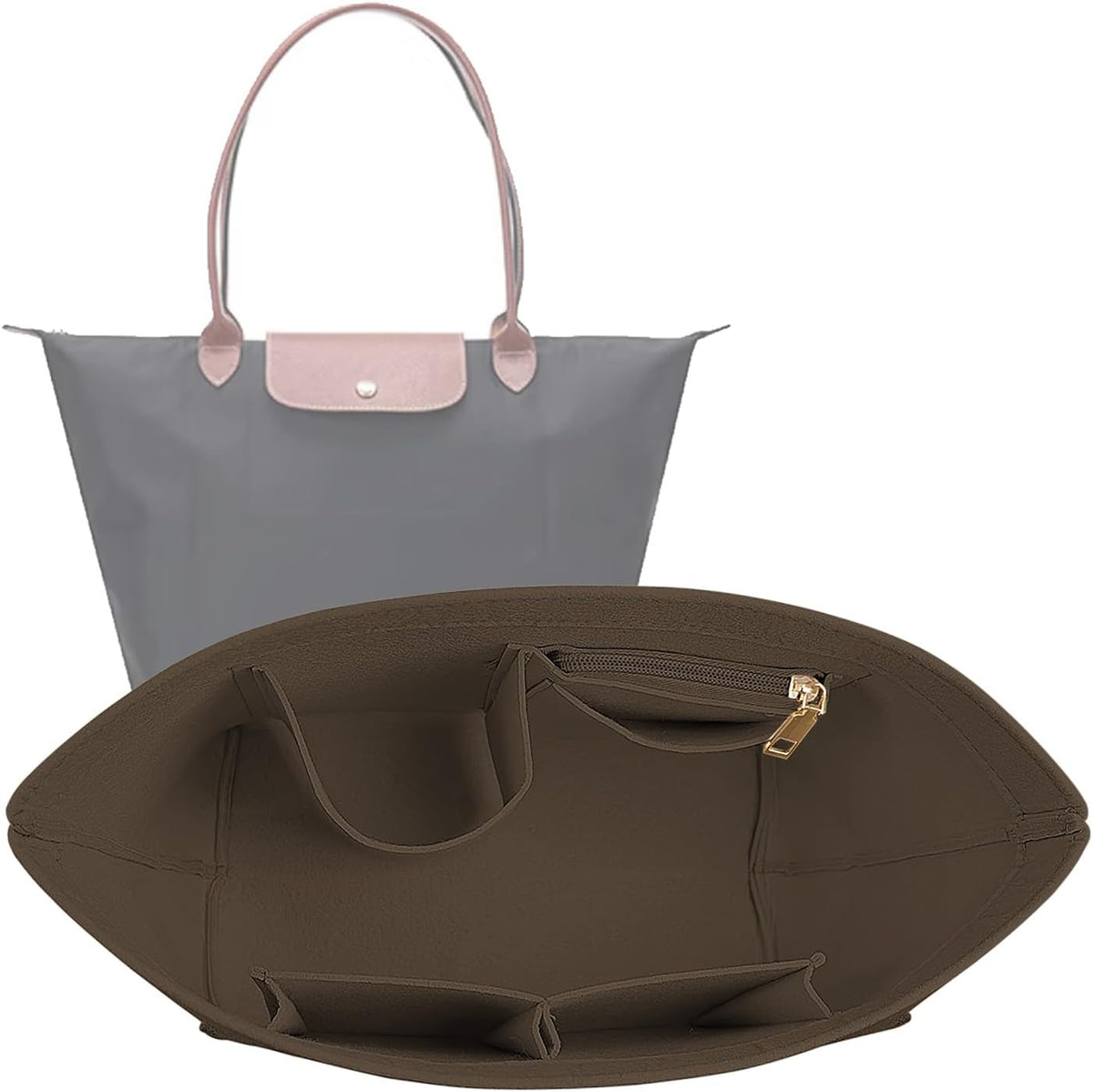 Purse Organizer Insert for longchamp(Small) shor thandle Handbags Organizer 1012Beige-S