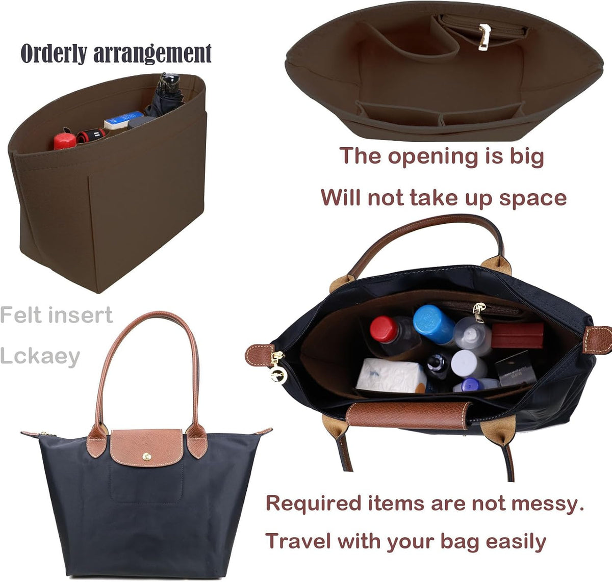 Purse Organizer Insert for longchamp(Small) shor thandle Handbags Organizer 1012Beige-S