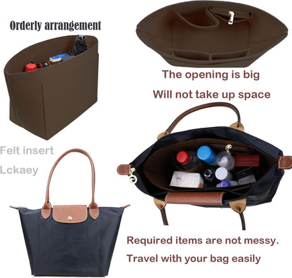 Purse Organizer Insert for longchamp(Small) shor thandle Handbags Organizer 1012Beige-S