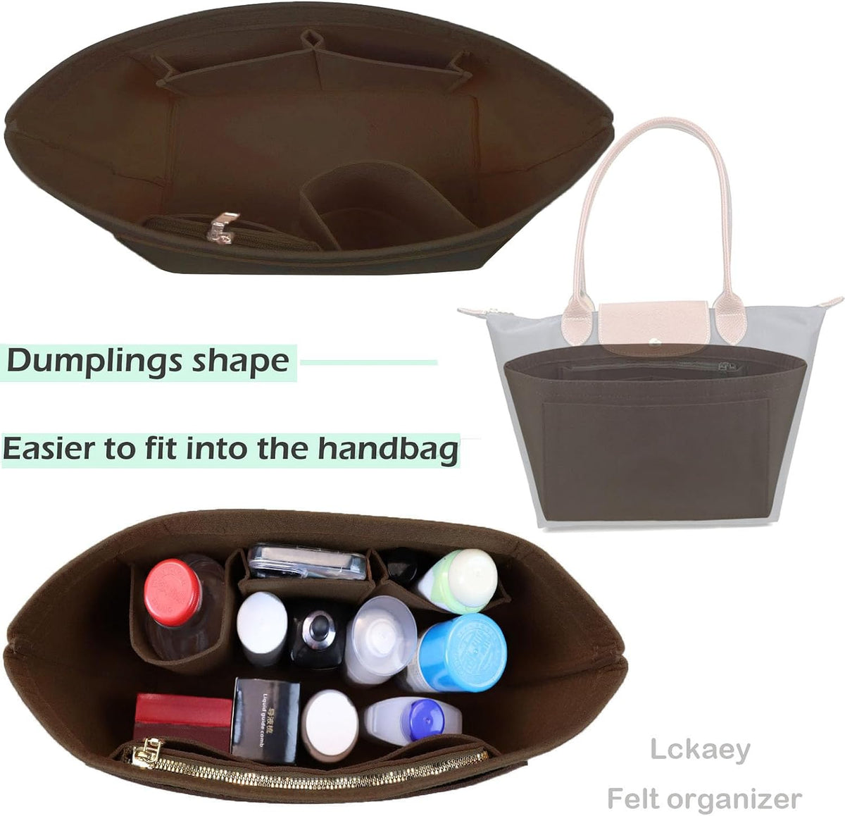 Purse Organizer Insert for longchamp(Small) shor thandle Handbags Organizer 1012Beige-S
