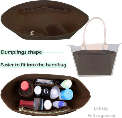 Purse Organizer Insert for longchamp(Small) shor thandle Handbags Organizer 1012Beige-S