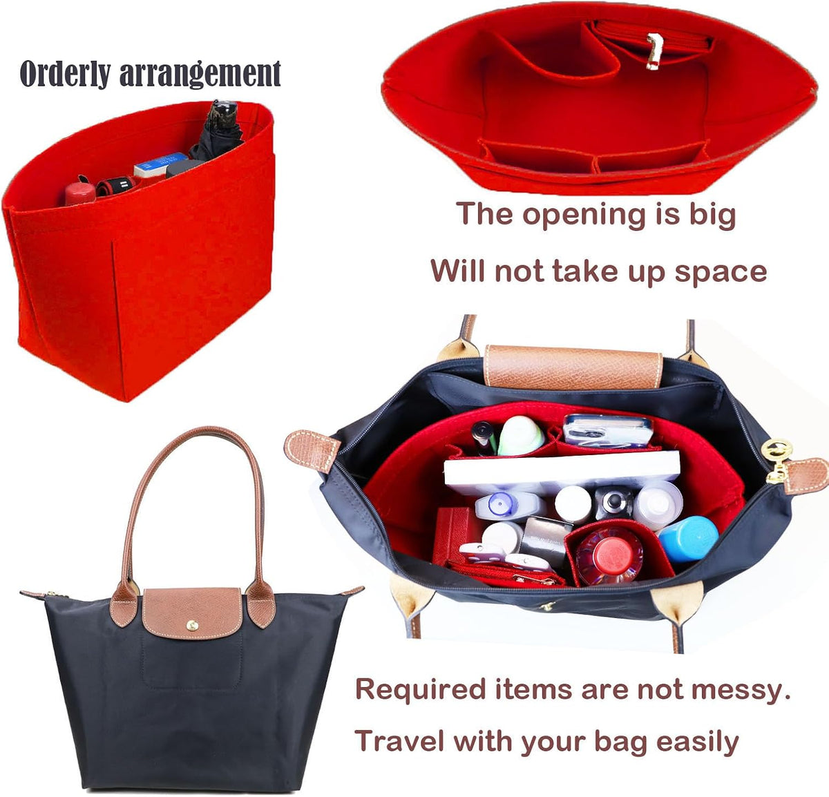Purse Organizer Insert for longchamp(Small) shor thandle Handbags Organizer 1012Beige-S