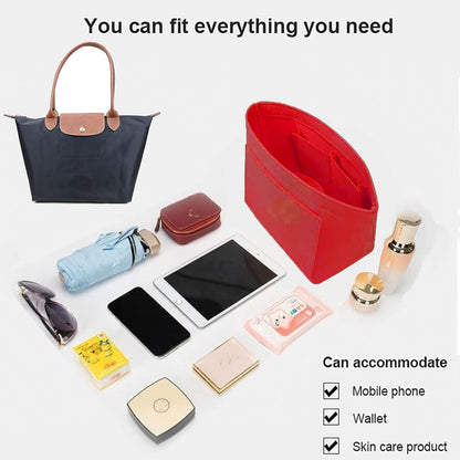 Purse Organizer Insert for longchamp(Small) shor thandle Handbags Organizer 1012Beige-S