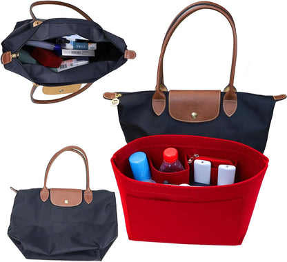 Purse Organizer Insert for longchamp(Small) shor thandle Handbags Organizer 1012Beige-S