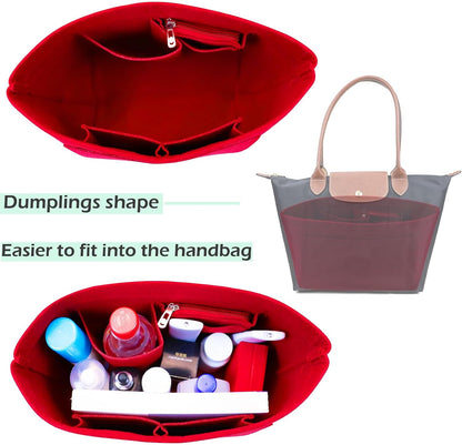 Purse Organizer Insert for longchamp(Small) shor thandle Handbags Organizer 1012Beige-S