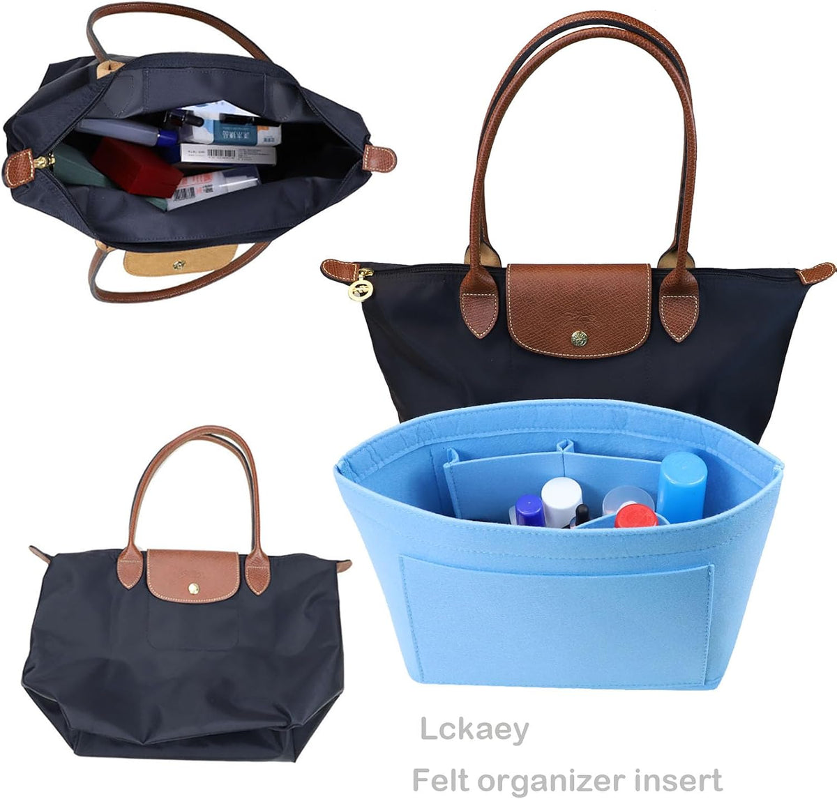 Purse Organizer Insert for longchamp(Small) shor thandle Handbags Organizer 1012Beige-S