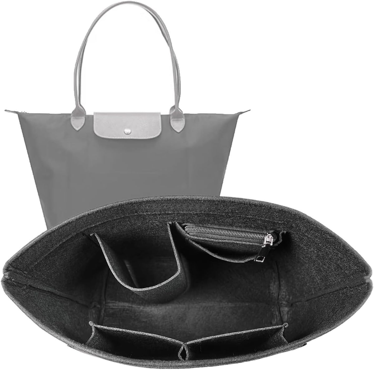 Purse Organizer Insert for longchamp(Small) shor thandle Handbags Organizer 1012Beige-S