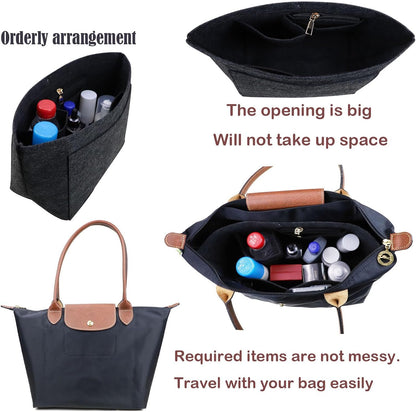 Purse Organizer Insert for longchamp(Small) shor thandle Handbags Organizer 1012Beige-S