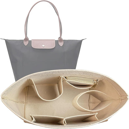 Purse Organizer Insert for longchamp(Small) shor thandle Handbags Organizer 1012Beige-S