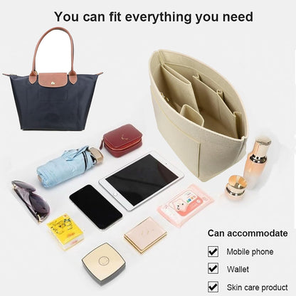 Purse Organizer Insert for longchamp(Small) shor thandle Handbags Organizer 1012Beige-S