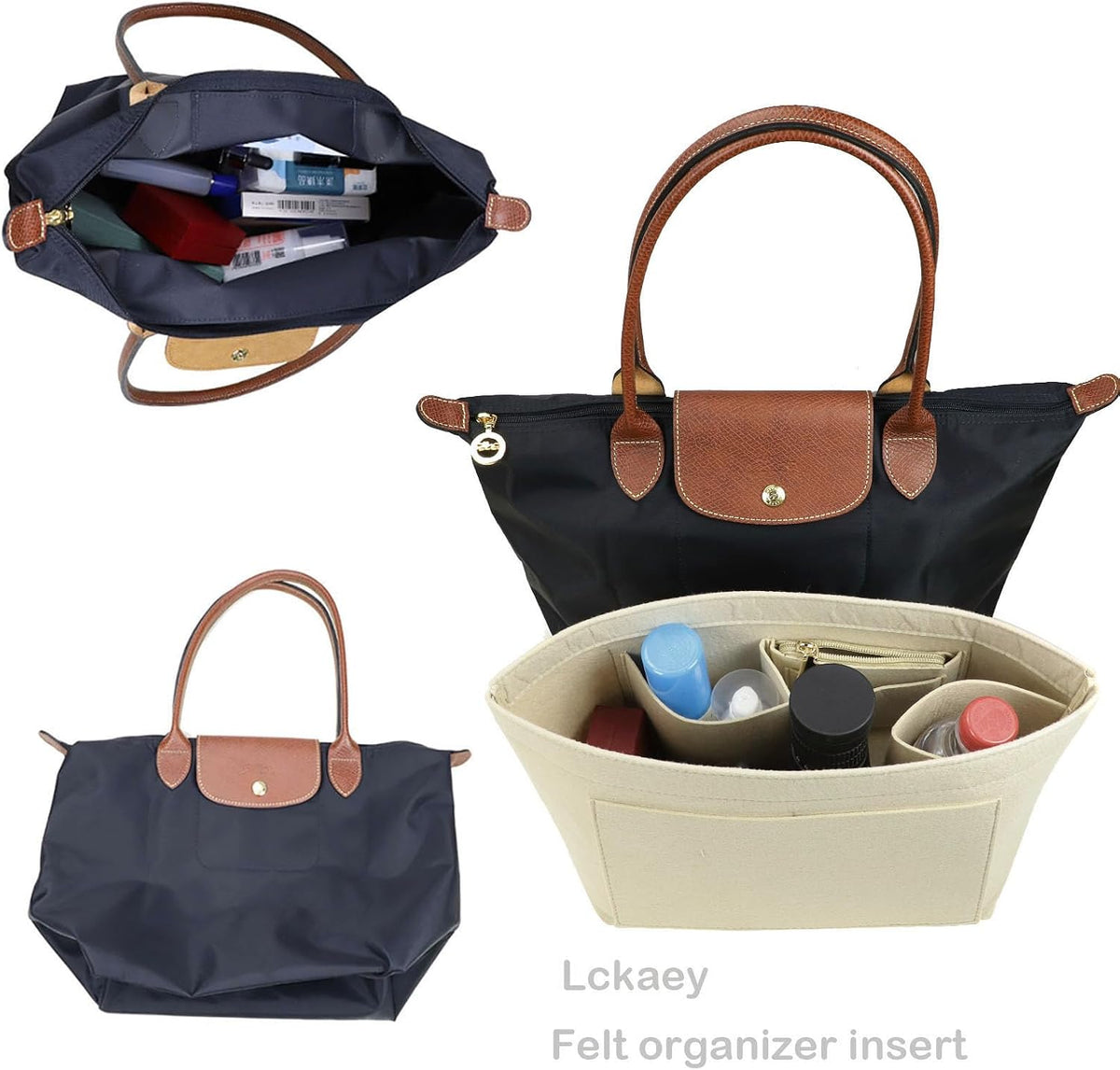Purse Organizer Insert for longchamp(Small) shor thandle Handbags Organizer 1012Beige-S