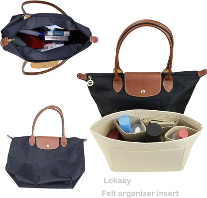Purse Organizer Insert for longchamp(Small) shor thandle Handbags Organizer 1012Beige-S