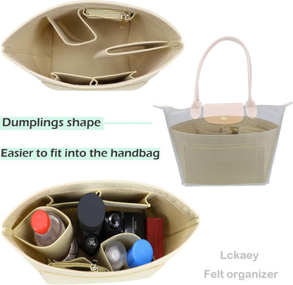 Purse Organizer Insert for longchamp(Small) shor thandle Handbags Organizer 1012Beige-S