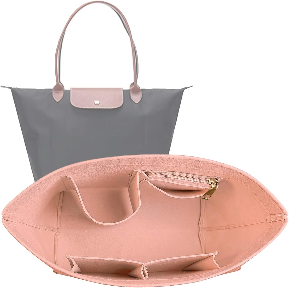 Purse Organizer Insert for longchamp(Small) shor thandle Handbags Organizer 1012Beige-S
