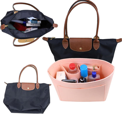 Purse Organizer Insert for longchamp(Small) shor thandle Handbags Organizer 1012Beige-S