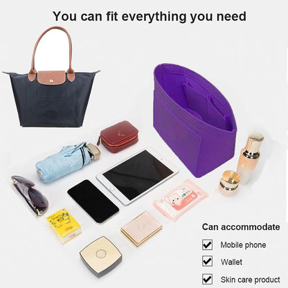 Purse Organizer Insert for longchamp(Small) shor thandle Handbags Organizer 1012Beige-S