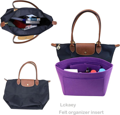 Purse Organizer Insert for longchamp(Small) shor thandle Handbags Organizer 1012Beige-S