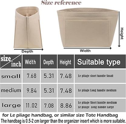 Purse Organizer Insert for longchamp(Small) shor thandle Handbags Organizer 1012Beige-S