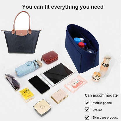Purse Organizer Insert for longchamp(Small) shor thandle Handbags Organizer 1012Beige-S