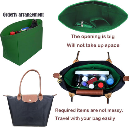 Purse Organizer Insert for longchamp(Small) shor thandle Handbags Organizer 1012Beige-S