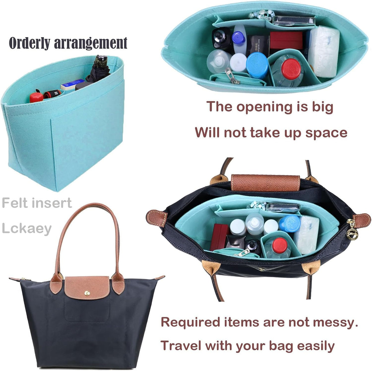 Purse Organizer Insert for longchamp(Small) shor thandle Handbags Organizer 1012Beige-S