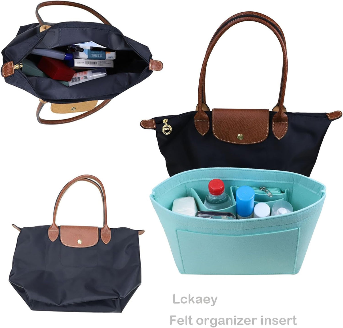 Purse Organizer Insert for longchamp(Small) shor thandle Handbags Organizer 1012Beige-S