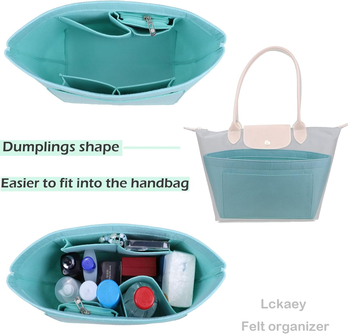 Purse Organizer Insert for longchamp(Small) shor thandle Handbags Organizer 1012Beige-S