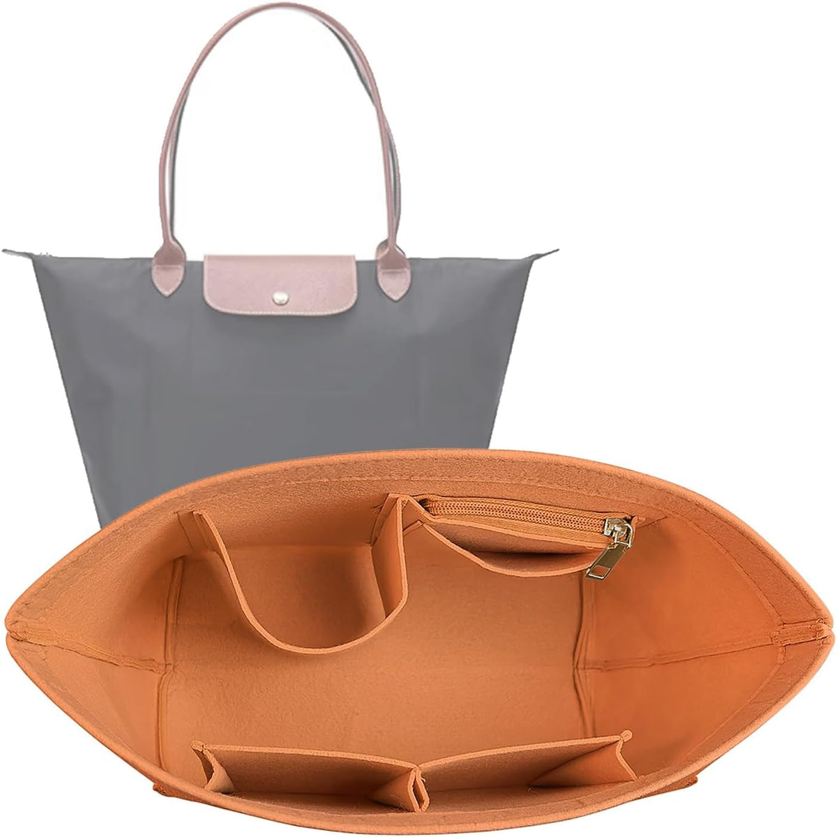 Purse Organizer Insert for longchamp(Small) shor thandle Handbags Organizer 1012Beige-S