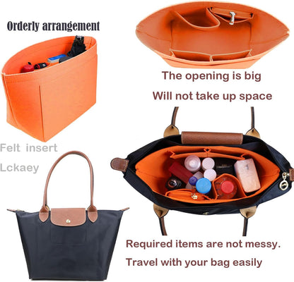 Purse Organizer Insert for longchamp(Small) shor thandle Handbags Organizer 1012Beige-S