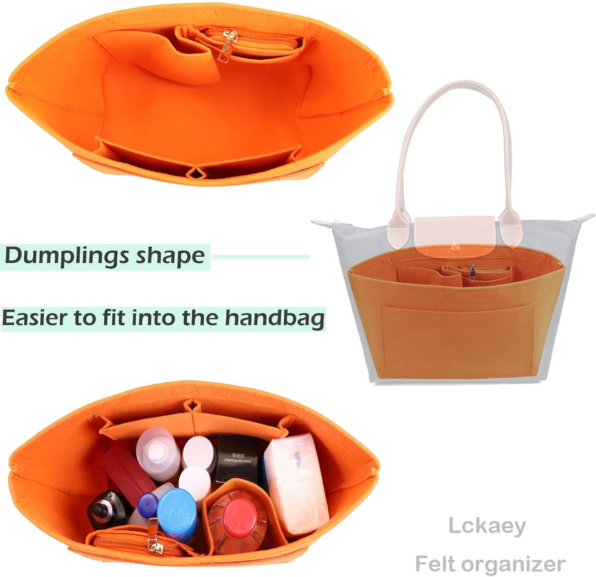 Purse Organizer Insert for longchamp(Small) shor thandle Handbags Organizer 1012Beige-S