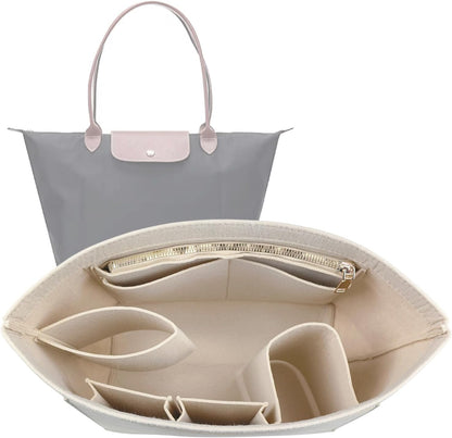 Purse Organizer Insert for longchamp(Small) shor thandle Handbags Organizer 1012Beige-S