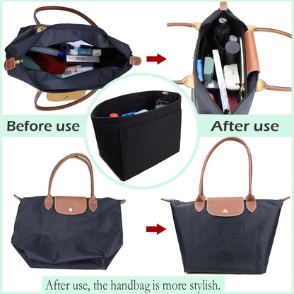 Purse Organizer Insert for longchamp(Small) shor thandle Handbags Organizer 1012Beige-S