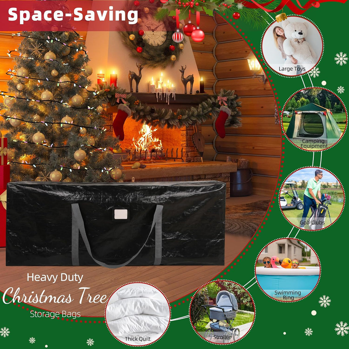 Large Christmas Tree Storage Bag Heavy Duty 7.5 Ft (Gray)