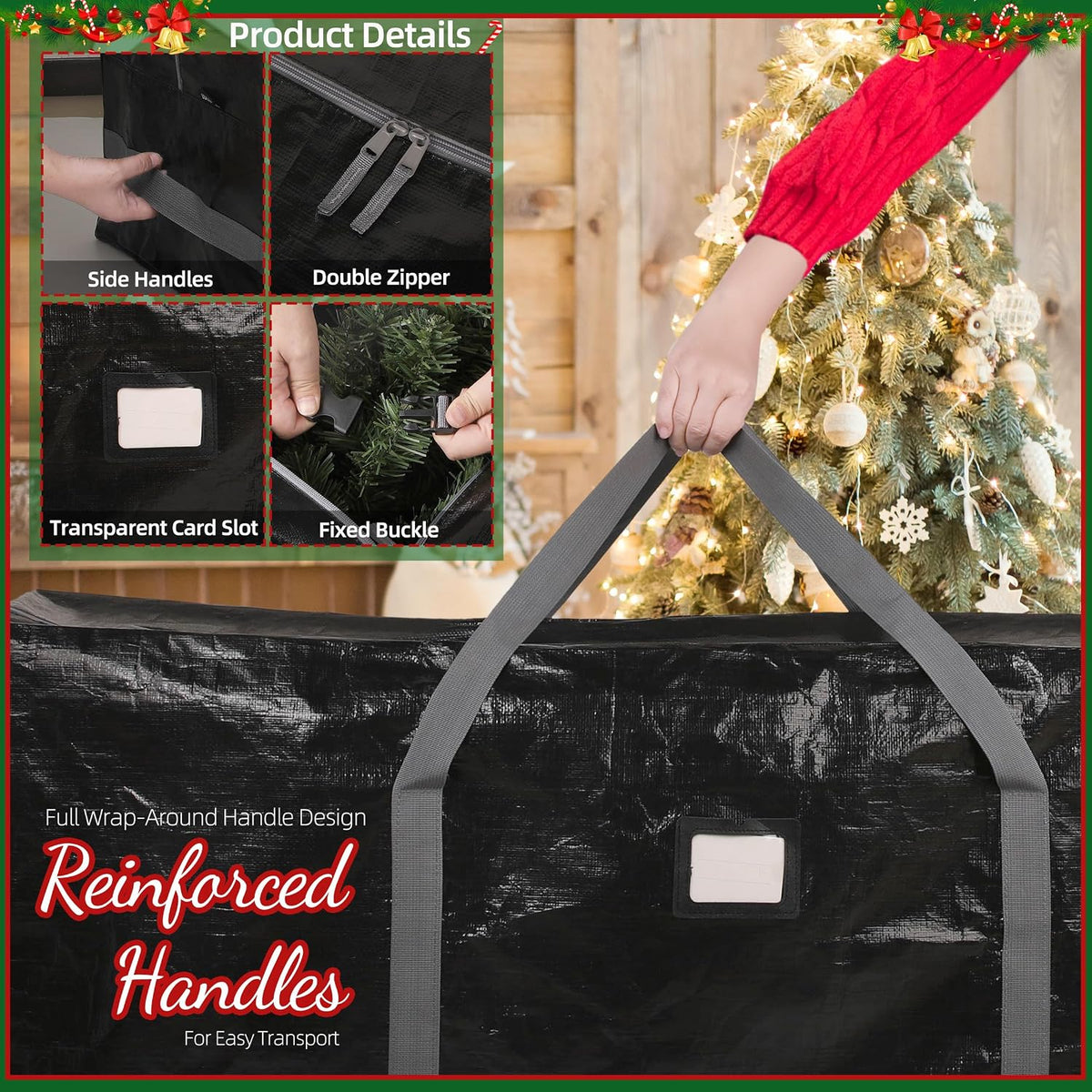 Large Christmas Tree Storage Bag Heavy Duty 7.5 Ft (Gray)