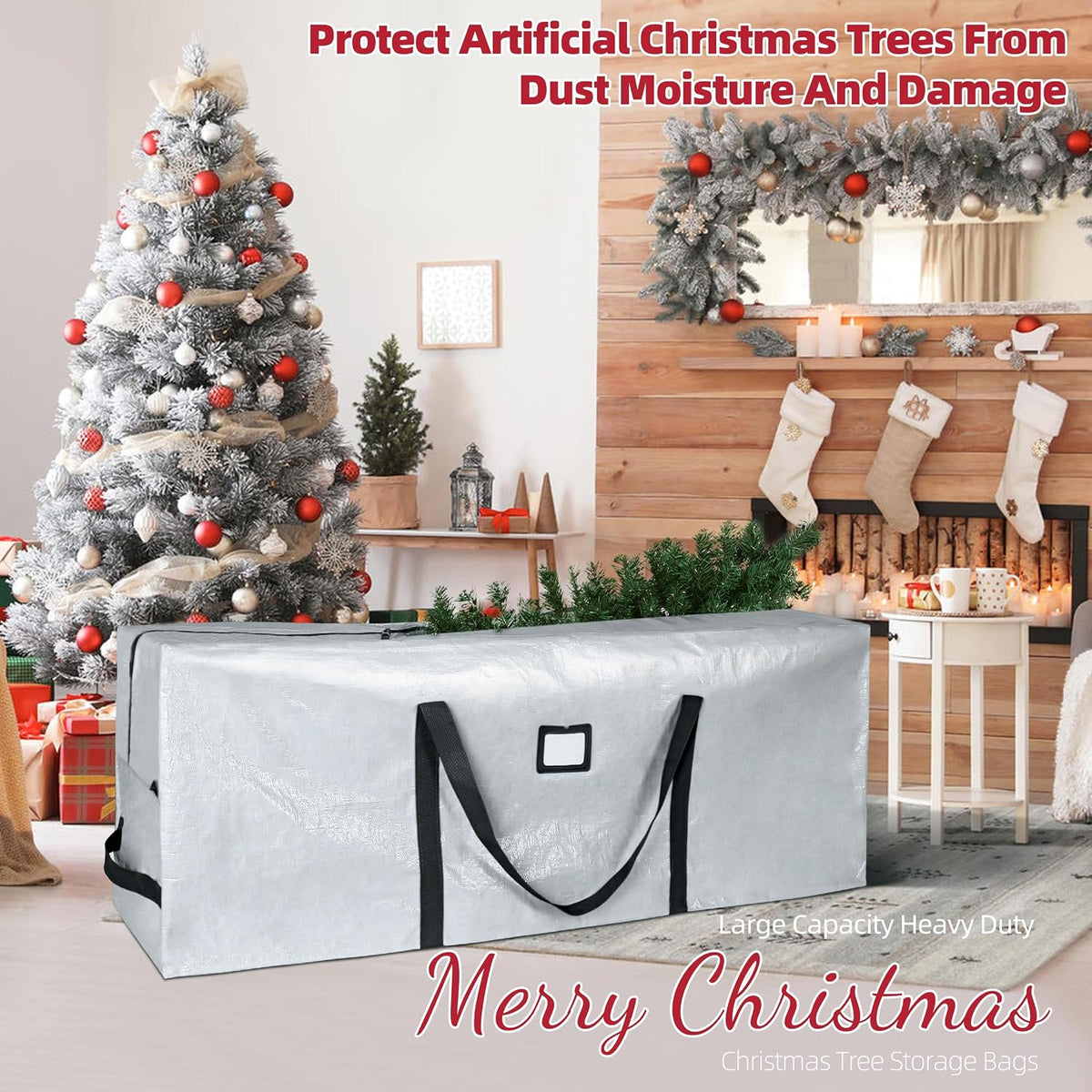 Large Christmas Tree Storage Bag Heavy Duty 7.5 Ft (Gray)