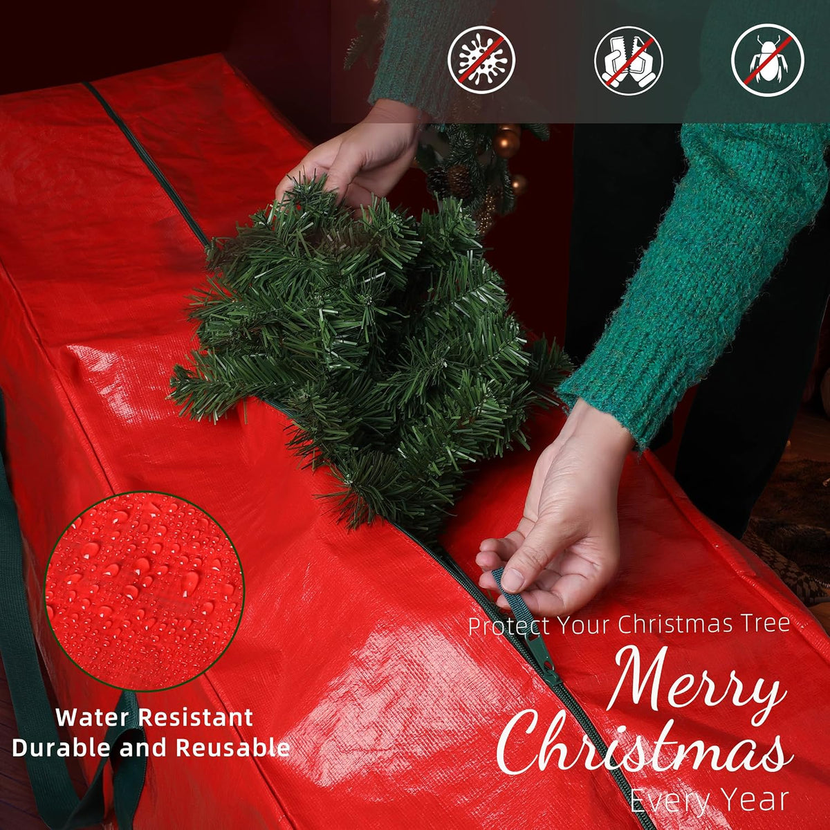 Large Christmas Tree Storage Bag Heavy Duty 7.5 Ft (Gray)