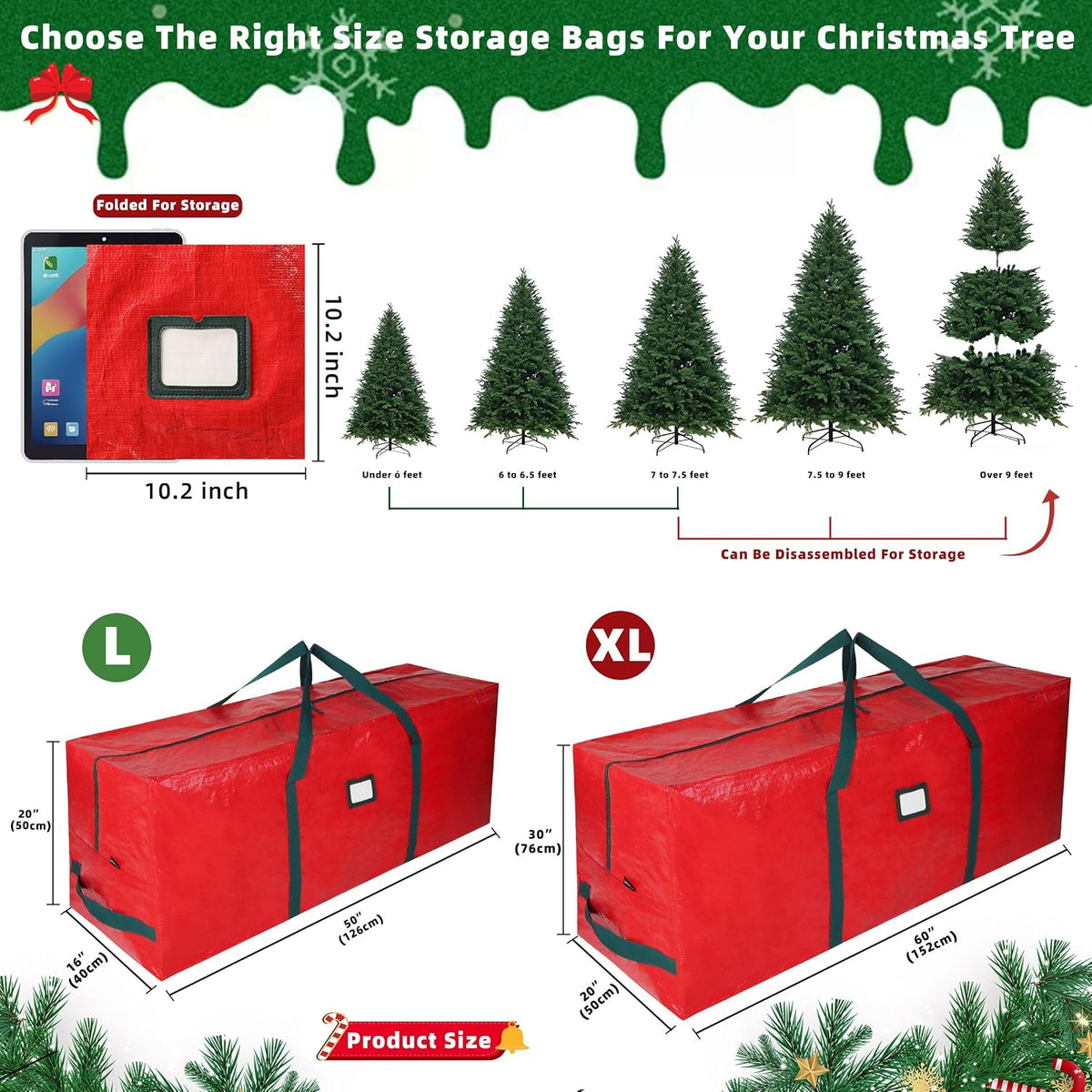 Large Christmas Tree Storage Bag Heavy Duty 7.5 Ft (Gray)