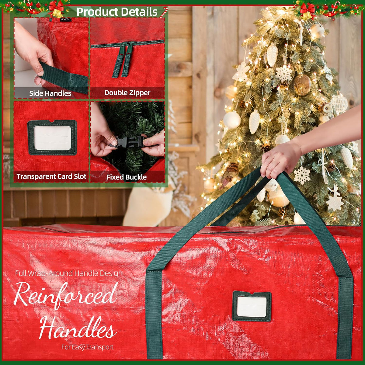 Large Christmas Tree Storage Bag Heavy Duty 7.5 Ft (Gray)