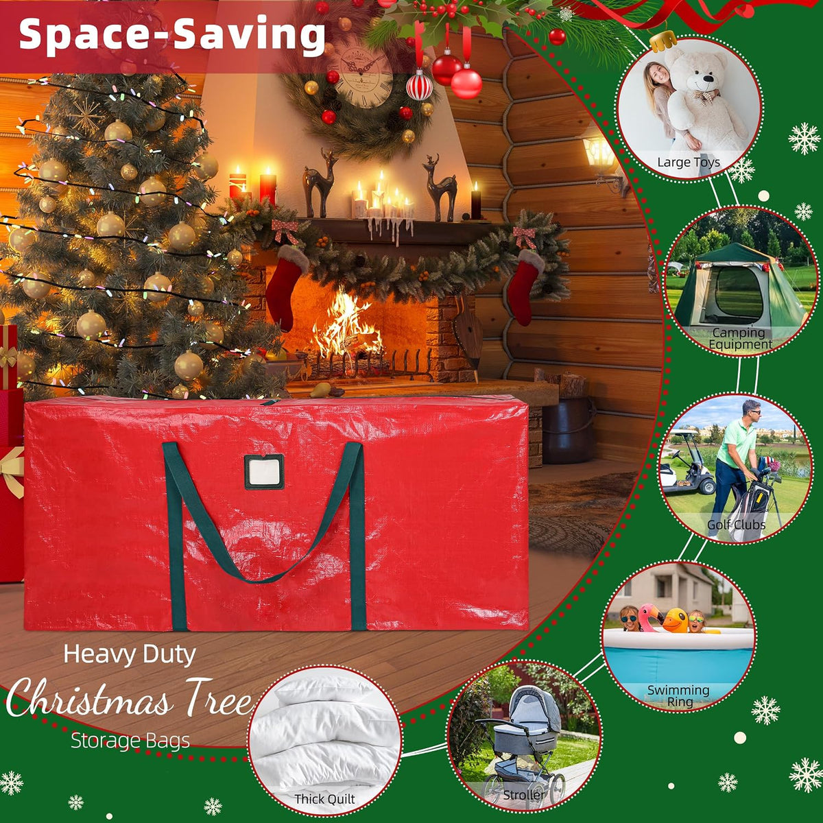 Large Christmas Tree Storage Bag Heavy Duty 7.5 Ft (Gray)