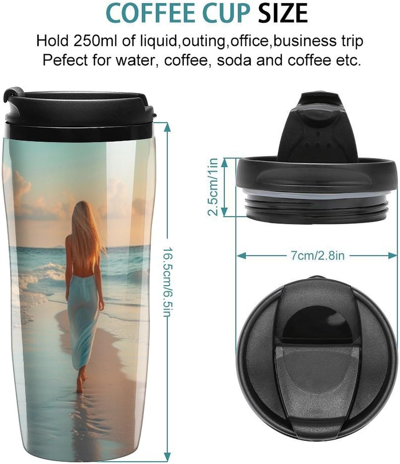 Clear Picture of A Wall with A Window with Flowers And A Bicycle Coffee Mug with Lid Flip Top Double Wall Plastic Coffee Cups Drinks Tumbler 350ml